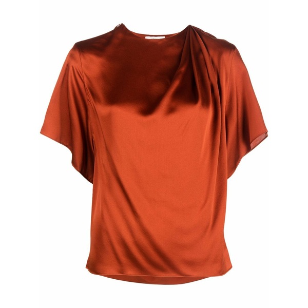 ヴィンス レディース プルオーバー トップス Draped silk top Brown