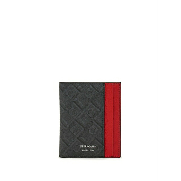 フェラガモ メンズ 札入れ 佩び物 Bi-fold leather cardholder Black