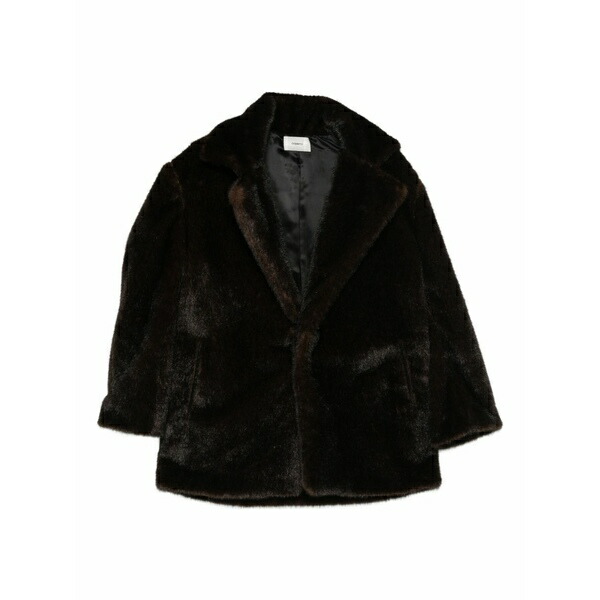 コペルニ レディース 厚地の外套 アウター Faux-fur single-breasted coat Brown