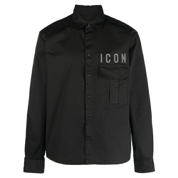 ディースクエアード メンズ ティーシャツ トップス Slogan-embellished long-sleeve shirt Black