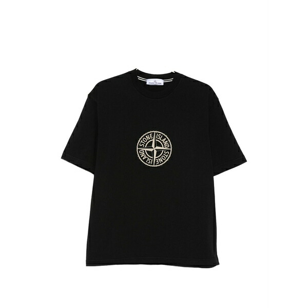 ストーンアイランド メンズ プルオーバー トップス Logo-print t-shirt Black