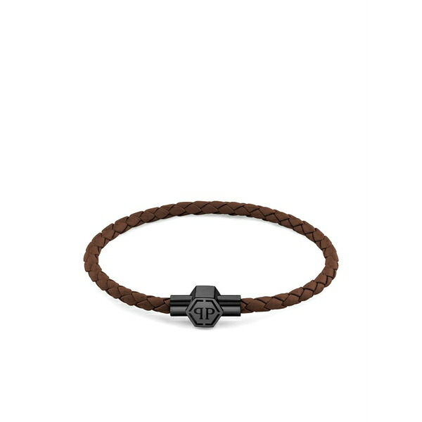 フィリップ飾り気のない メンズ ブレスレット・バングル・アンクレット 付属物 Braided leather bracelet Brown