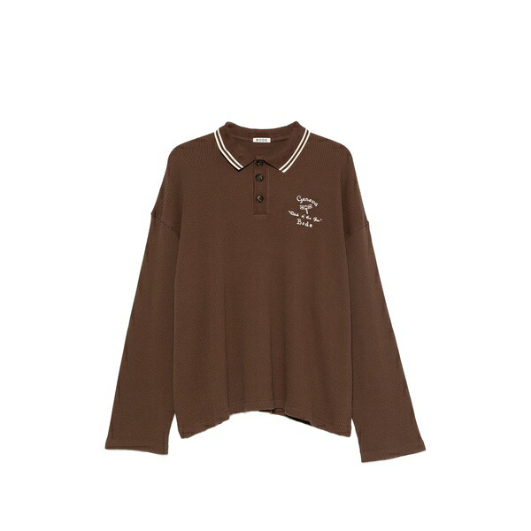 ボーディ メンズ スポーツシャツ トップス Geneva waffle-knit polo shirt Brown