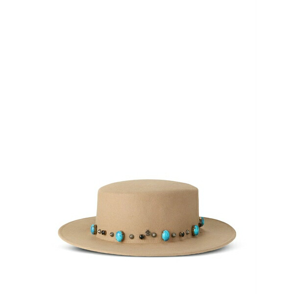 メゾンミッシェル レディース 帽子 アクセサリー Logo-plaque hat Neutrals｜asty