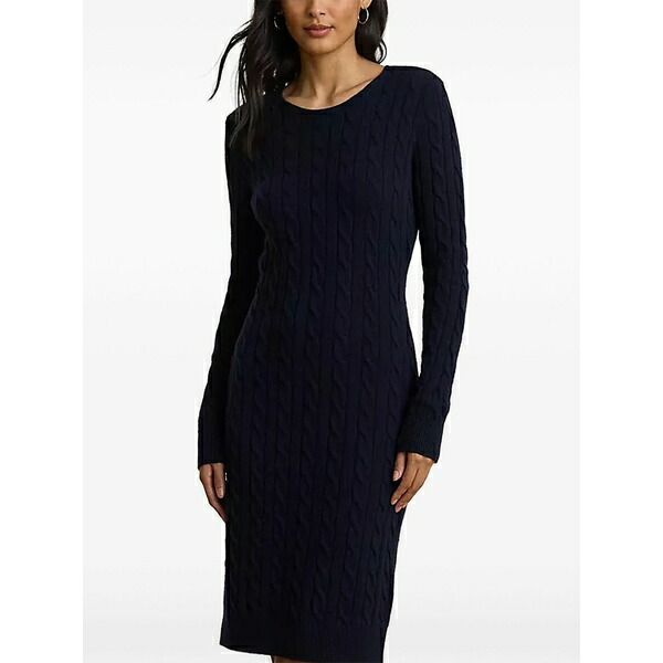 ラルフローレン レディース 衣裳 トップス Cable-knit long-sleeve MIDI dress Blue