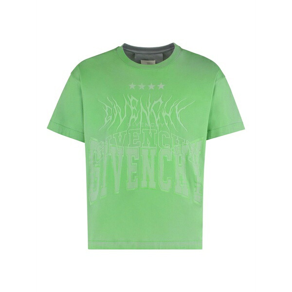 ジバンシー メンズ ティーシャツ トップス Flame-logo cotton t-shirt Green