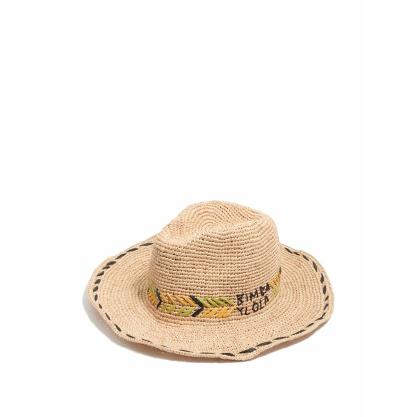 ビンバ イ ローラ レディース かぶり笠 添え物 Logo-embroidered raffia hat Neutrals