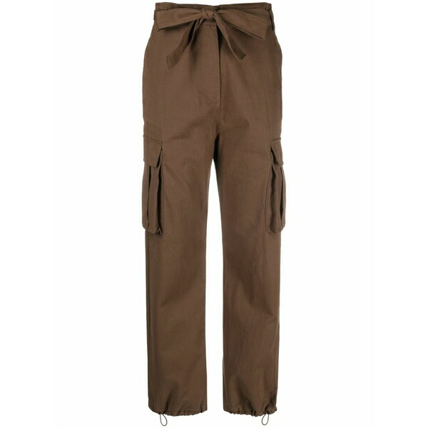 ピンコ レディース 心地よいズボン下 ボトムス Belted straight-leg trousers Brown