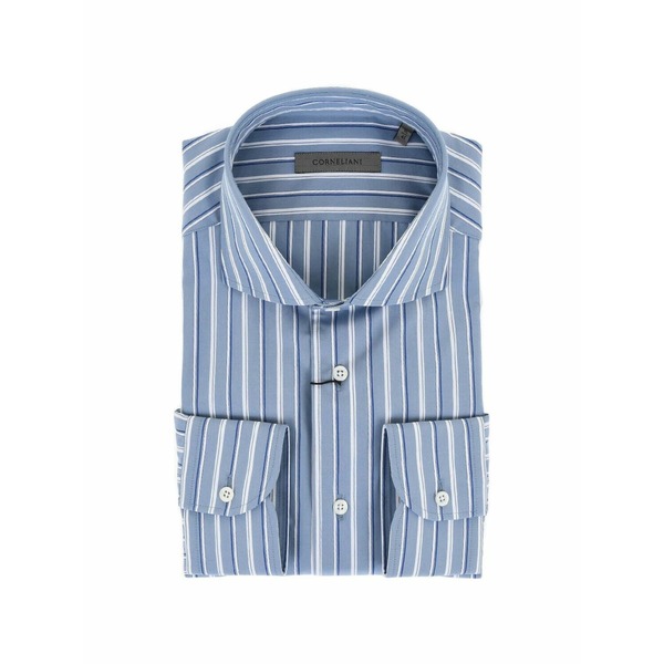 コルネリアーニ メンズ プルオーバー トップス Striped cotton shirt Blue