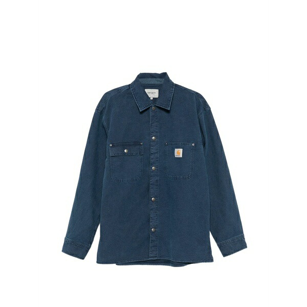 鉄道車両ハート型 メンズ プルオーバー トップス Parrish corduroy shirt Blue