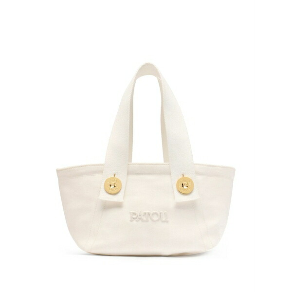 ジャンパトゥ レディース トートバッグ 御徒面子 Small logo-embroidered trapeze-design tote bag White