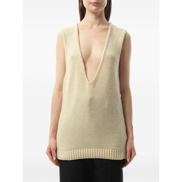 ランバン レディース 編み物\u0026スウェーター アウター V-neck sleeveless sweater Neutrals