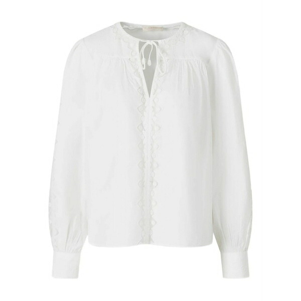 ウラ・ジョンソン レディース プルオーバー トップス Embroidered lace-insert blouse White