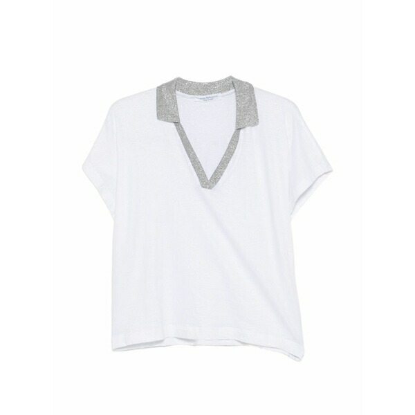アミナ ルビナッチ レディース ティーシャツ トップス Glitter-trim t-shirt White