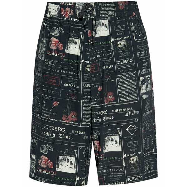 アイスバーグレタス メンズ 心地好いズボン下 ボトムス Printed shorts Black