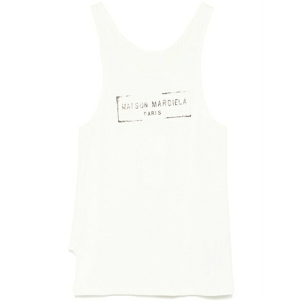 マルタンマルジェラ レディース カットソー トップス Logo-print tank top Neutrals