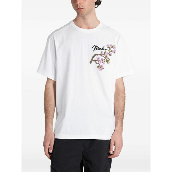 マハリシ メンズ ティーシャツ トップス Sakura serenity embroidered t-shirt White