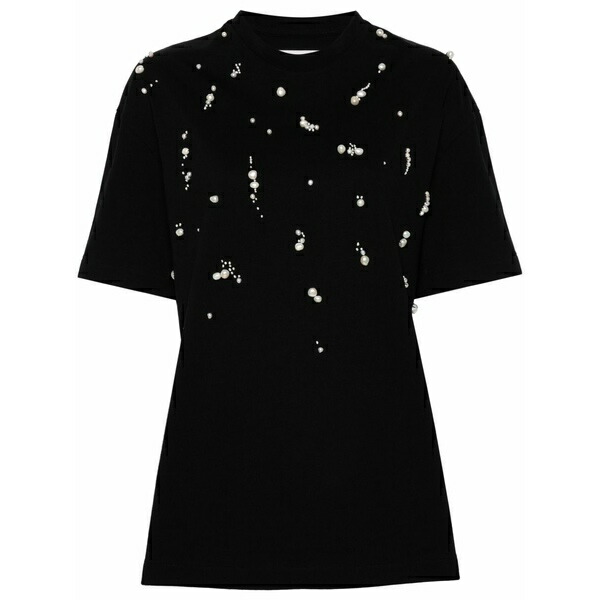 ジル・サンダー レディース プルオーバー トップス Pearl-embellished t-shirt Black
