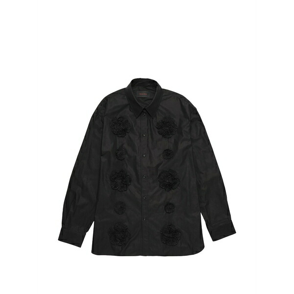 シモーネ・ロシャ メンズ プルオーバー トップス Floral-appliqu￡ shirt Black