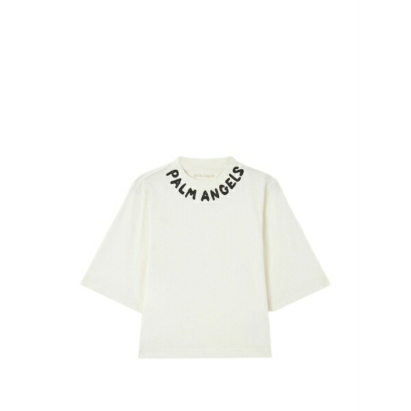 パーム・エンジェルス レディース ティーシャツ トップス Logo-printed crew-neck t-shirt White