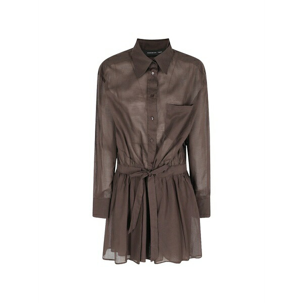 フェデリカ・トシ レディース 衣裳 トップス Drawstring-waist cotton-muslin mini dress Brown