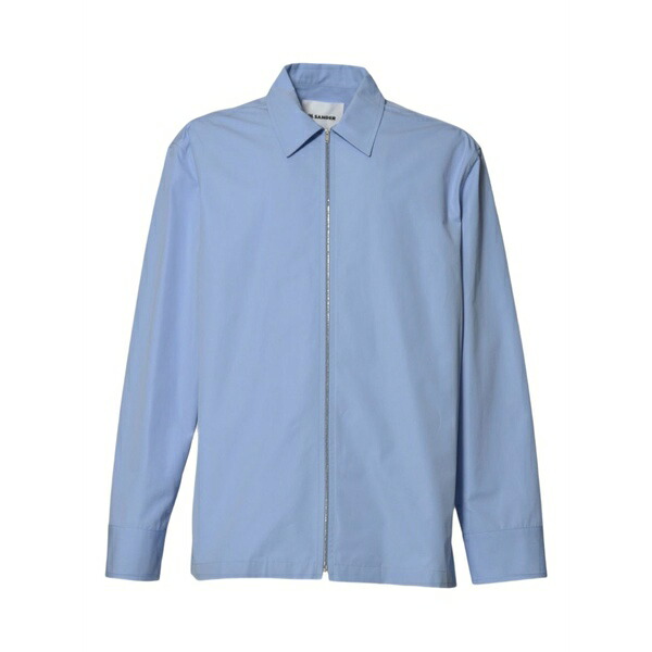 ジル・サンダー メンズ プルオーバー トップス Zip-up shirt Blue