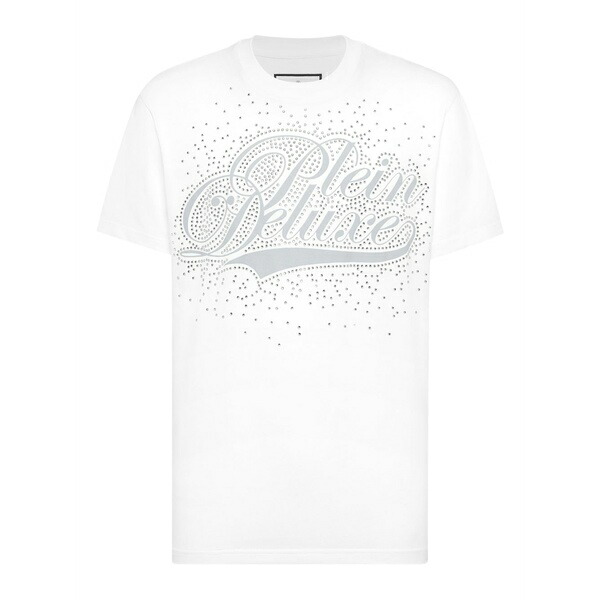 フィリップ飾り気のない メンズ ティーシャツ トップス Rhinestone-embellished t-shirt White