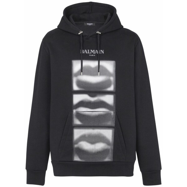 バルマン メンズ パーカー・スウェットシャツ アウター Lips print hoodie Black
