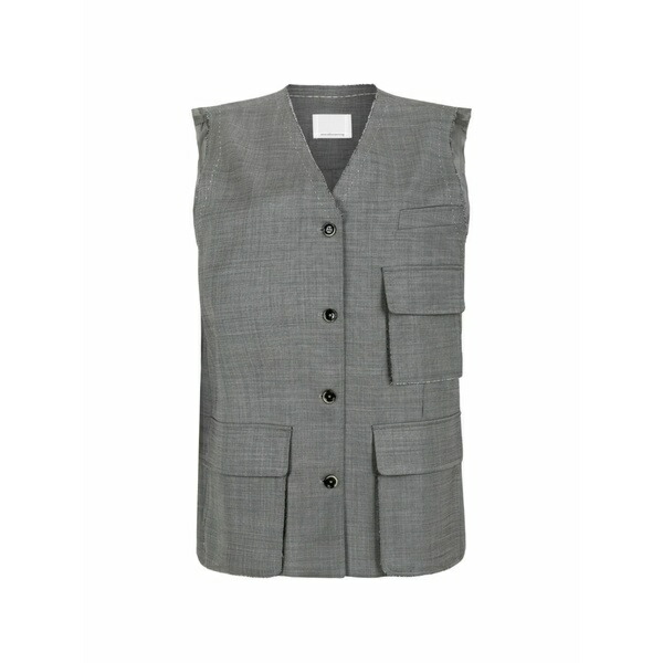 野球クラブ はたご屋 ザ 燕尾服 レディース 上衣＆上衣 アウター Cornelia raw-edge sleeveless gilet Grey