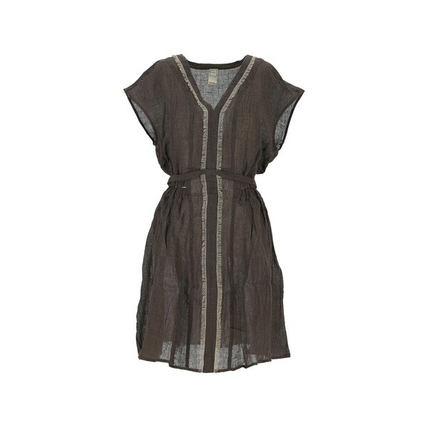 １２０％リノ レディース 衣裳 トップス Frayed-trim belted mini dress Brown