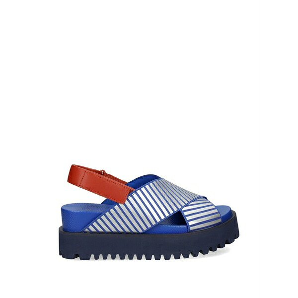 ユナイテッド素っぽんぽん レディース サンダル シューズ Rico x sandal striped crossover-strap sandals Blue