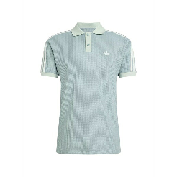アディダス メンズ スポーツシャツ トップス Waffle-knit logo-patch polo shirt Blue