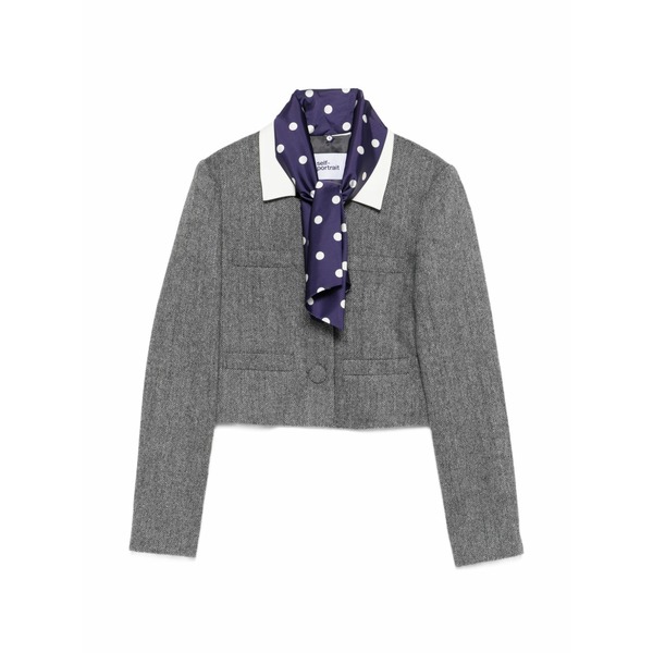 セルフ・ポートレイト レディース 上衣＆上衣 アウター Collar cropped jacket Grey