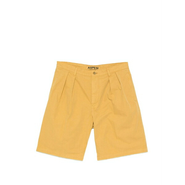 アスペジ メンズ カジュアルパンツ ボトムス Pleated-detail shorts Yellow｜asty