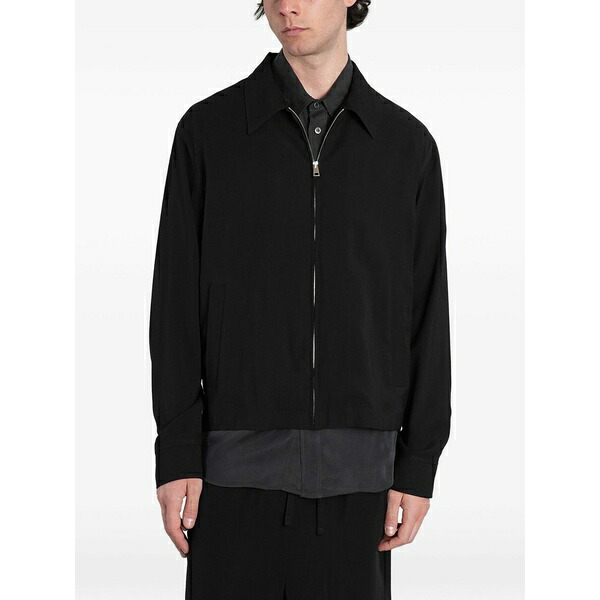 グリフォーニ メンズ 上衣＆上衣 アウター Casual zip-up collared jacket Black