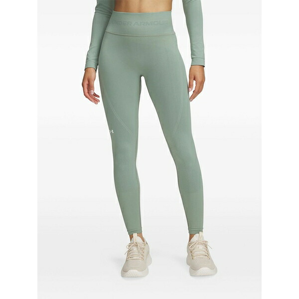 アンダーアーマー レディース 心地よいズボン下 ボトムス Logo-jacquard ribbed track pants Green