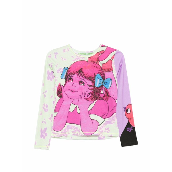 チョポヴァ ロウェナ レディース プルオーバー トップス Daydream fitted graphic-print long-sleeve t-shirt Pink