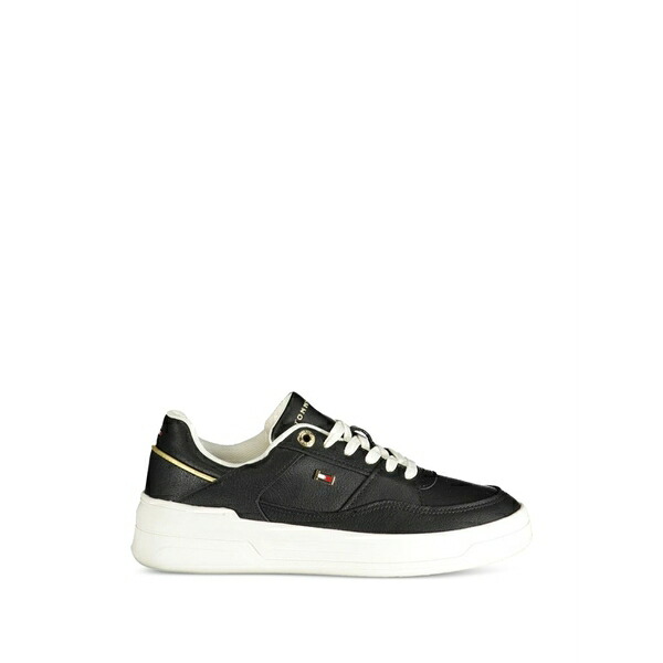 トミー ヒルフィガー レディース スニーカー シューズ Gold-accented leather sneakers Black