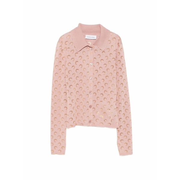 米国海兵隊員 独居室 レディース ジレー アウター Moon-patterned cardigan Pink