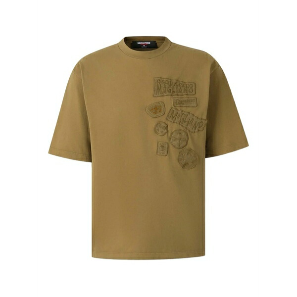 ディースクエアード メンズ ティーシャツ トップス Embroidered-patch t-shirt Green