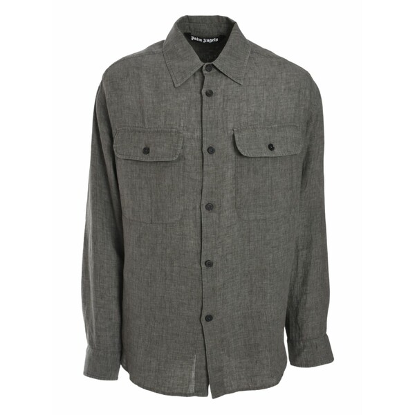 パーム・エンジェルス メンズ プルオーバー トップス Logo-print linen overshirt Green