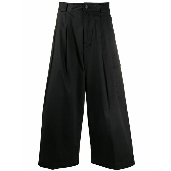 羊毛 分限者 レディース 心地よいズボン下 ボトムス Pleat detail high-waisted trousers Black