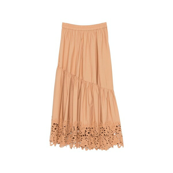 ツイン書き割り レディース スコート ボトムス Ruffled MIDI skirt Brown