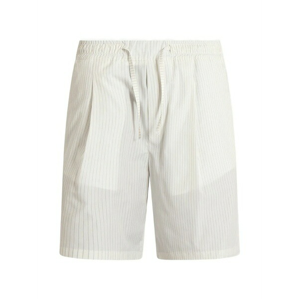 ロウブランド メンズ 心地よいズボン下 ボトムス Pinstripe-pattern drawstring shorts White