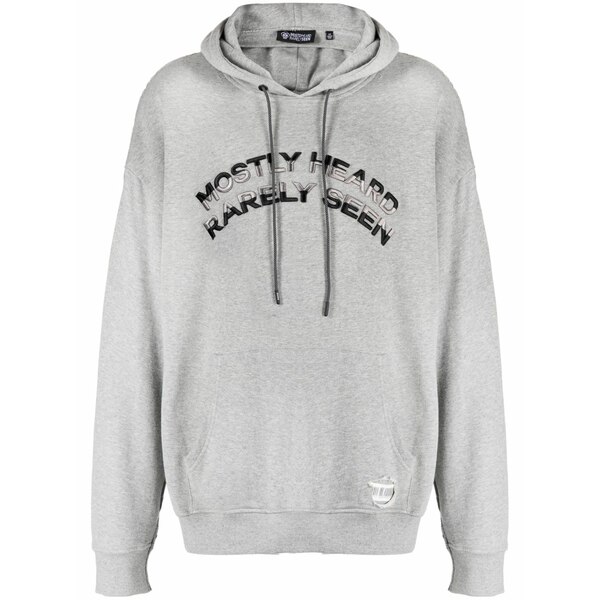 ミストリーハードレアリシーン メンズ パーカー・スウェットシャツ アウター Logo-embroidered hybrid cotton hoodie Grey