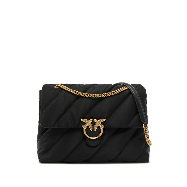 ピンコ レディース ショルダーバッグ 御徒面子 Quilted bird-appliqu￡ cross body bag Black