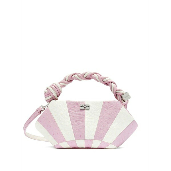 ガニー レディース ショルダーバッグ 御徒面子 Bou striped leather shoulder bag Pink