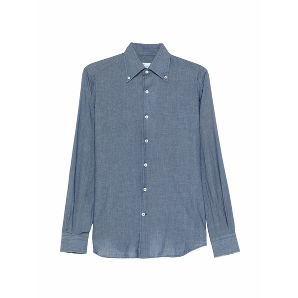 アレッサンドロゲラルディ メンズ ティーシャツ トップス Buttoned cotton shirt Blue