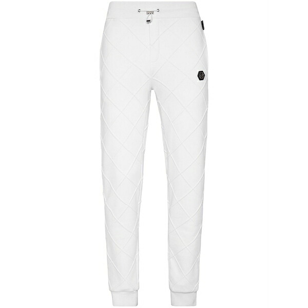 フィリップ飾り気の無い メンズ 心地好いズボン下 ボトムス Diamond-quilted track pants White