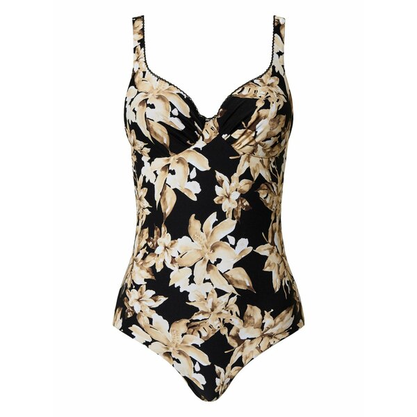 ツイン書き割り レディース 衣裳 トップス Floral-print swimsuit Black